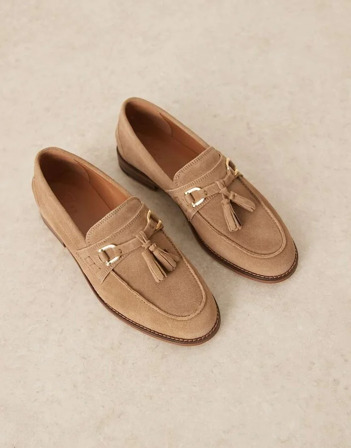 ASOS DESIGN loafers in taupe suede with tassel - Image 2