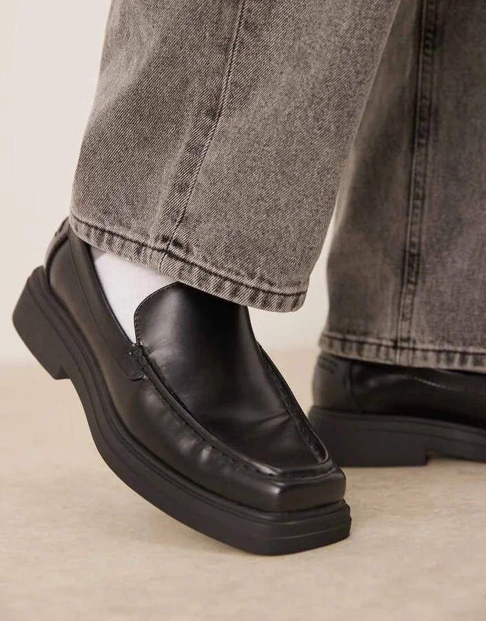 ASOS DESIGN loafers with square toe in black - Image 4