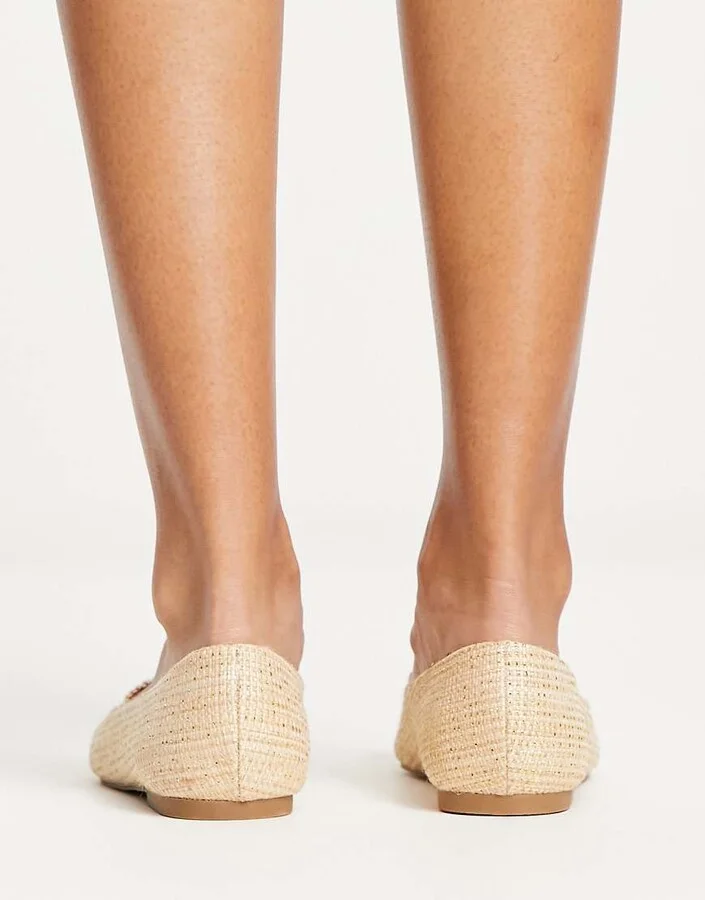 ASOS DESIGN Lola faux pearl pointed ballet flats in natural - Image 2