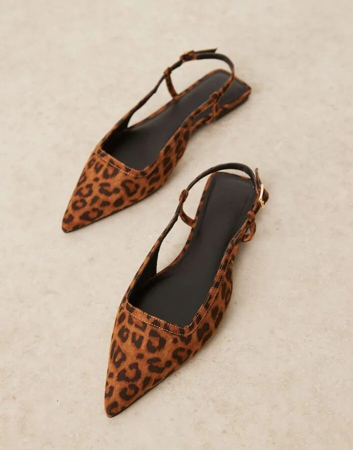 ASOS DESIGN Lorraine slingback ballet flat in leopard suedette - Image 2