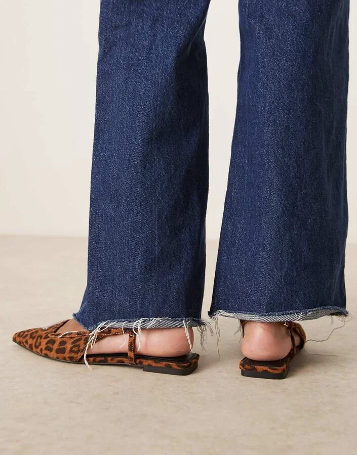 ASOS DESIGN Lorraine slingback ballet flat in leopard suedette - Image 3