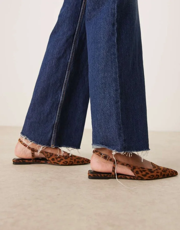 ASOS DESIGN Lorraine slingback ballet flat in leopard suedette - Image 4