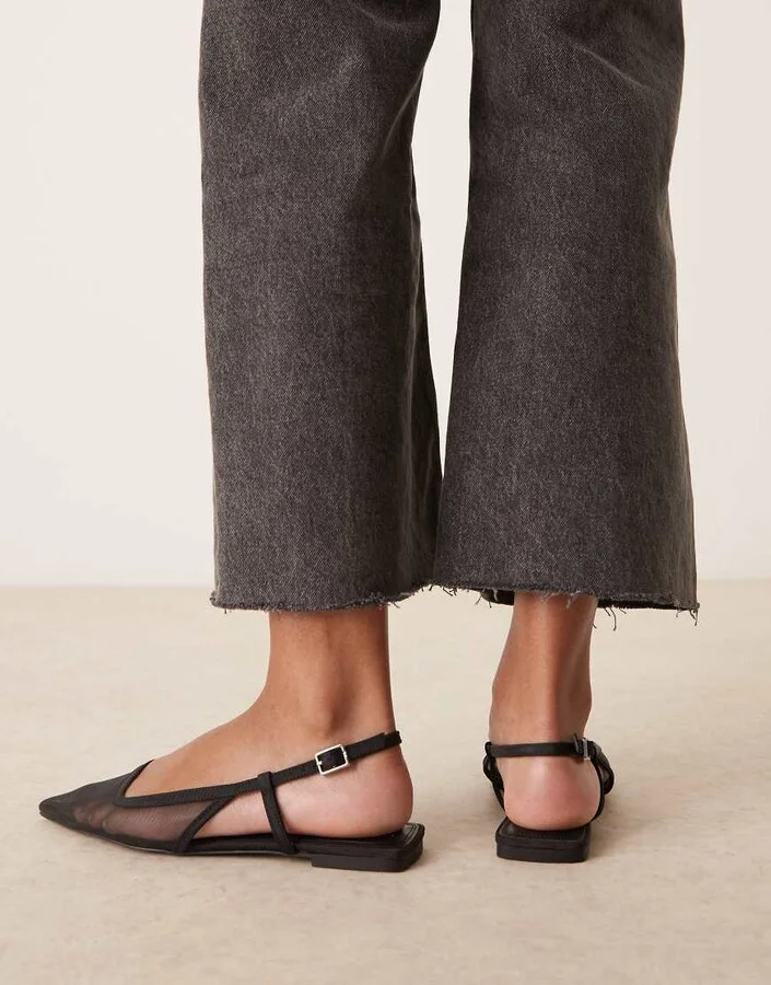 ASOS DESIGN Lorraine slingback ballet flats in black mesh - Image 4