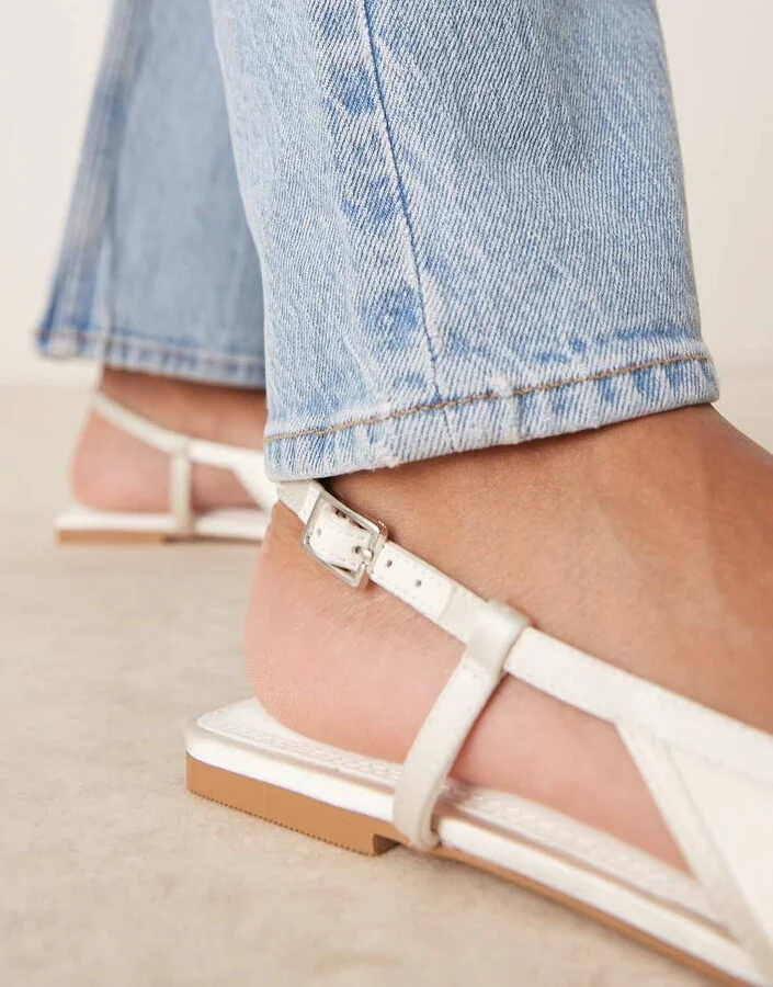 ASOS DESIGN Lorraine slingback ballet in ivory satin - Image 2