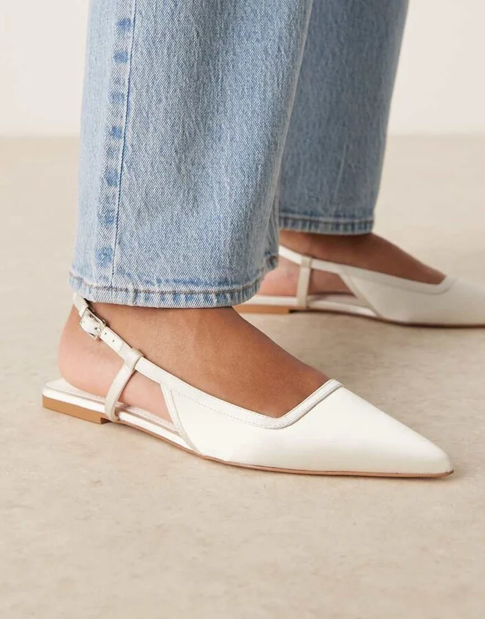ASOS DESIGN Lorraine slingback ballet in ivory satin - Image 3