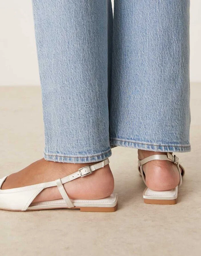 ASOS DESIGN Lorraine slingback ballet in ivory satin - Image 4