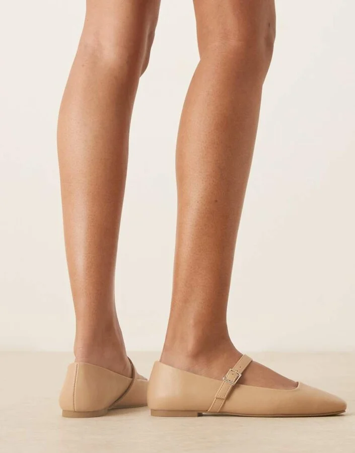 ASOS DESIGN Lottie mary jane ballet flats in beige - Image 2
