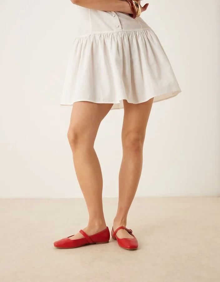 ASOS DESIGN Lottie Mary Jane Ballet Flats in red - Image 2