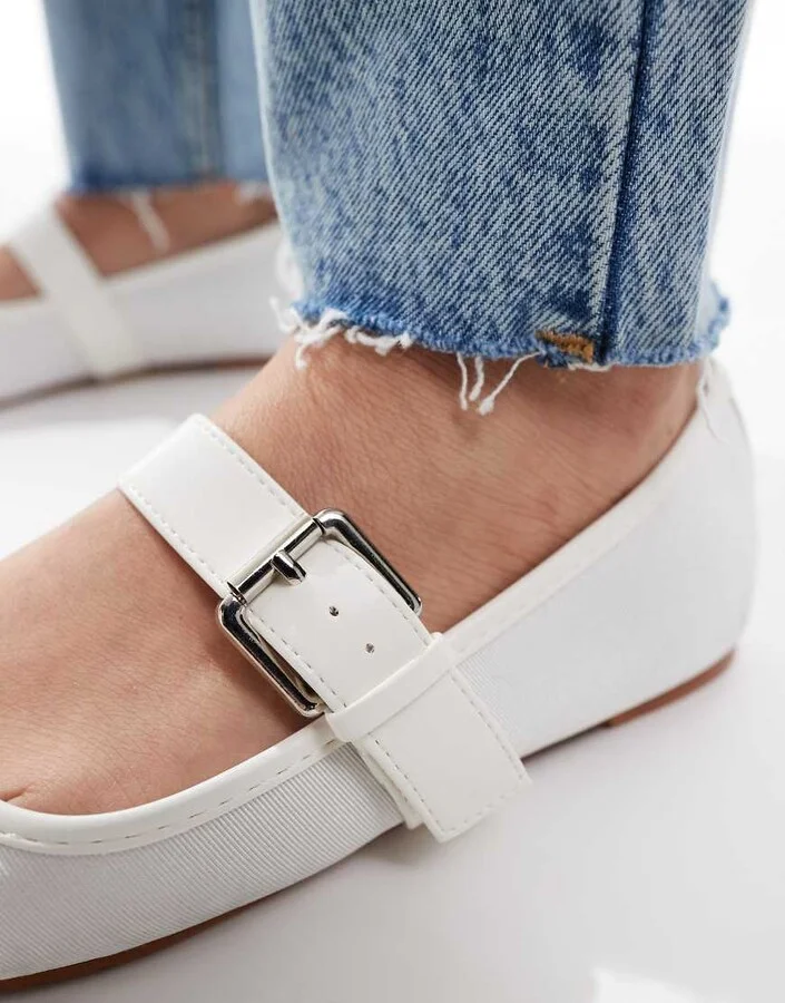 ASOS DESIGN Lou mary jane ballet flats in white - Image 2