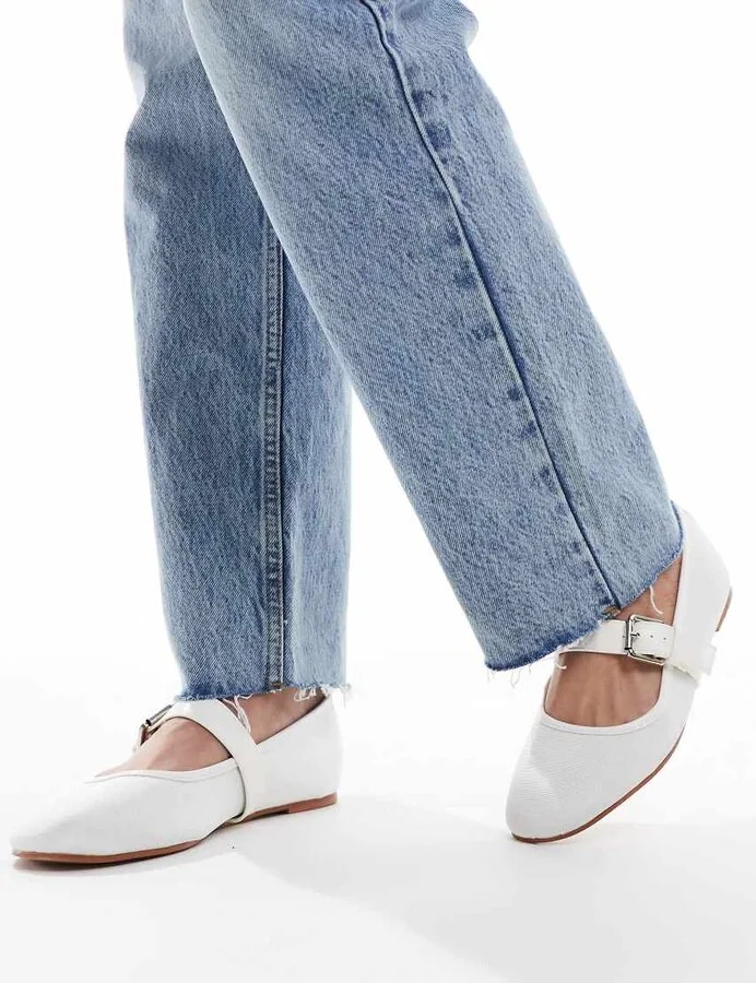 ASOS DESIGN Lou mary jane ballet flats in white