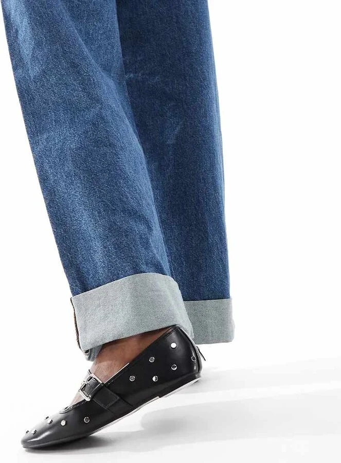 ASOS DESIGN Lou studded Mary Jane ballet flats in black - Image 4