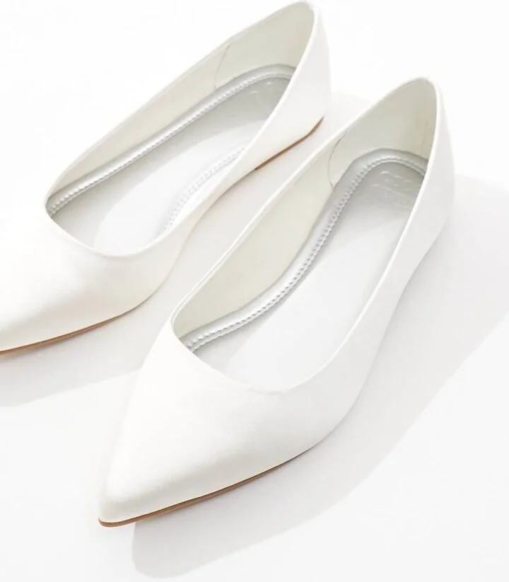 ASOS DESIGN Lucky pointed ballet flats in ivory satin - Image 2