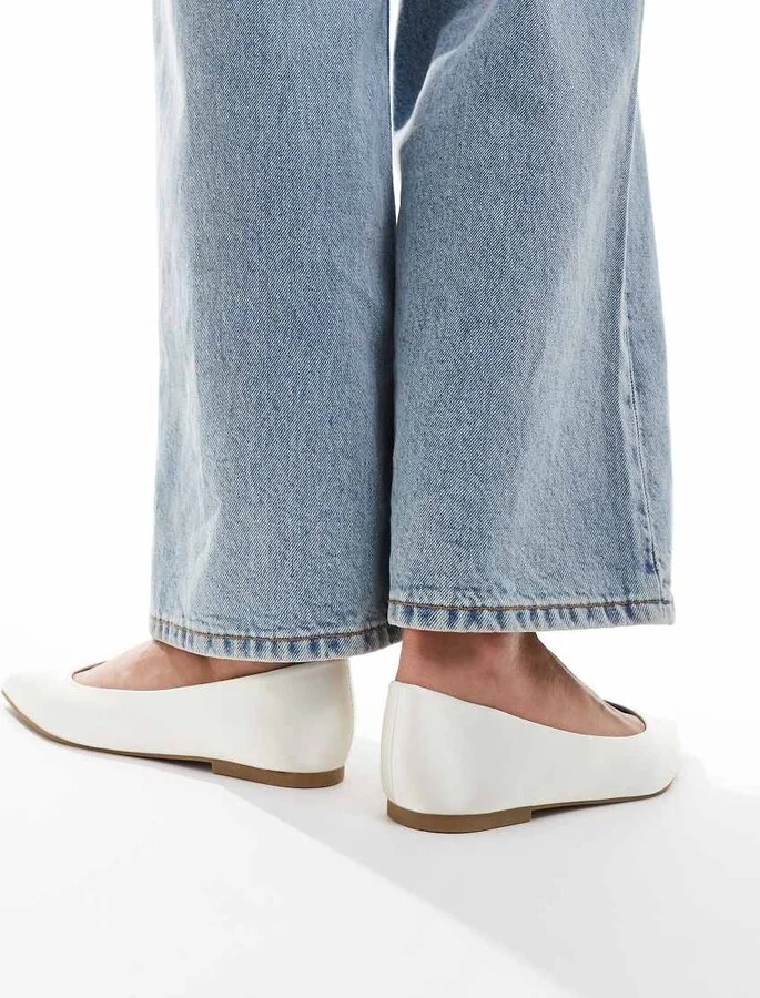 ASOS DESIGN Lucky pointed ballet flats in ivory satin - Image 4