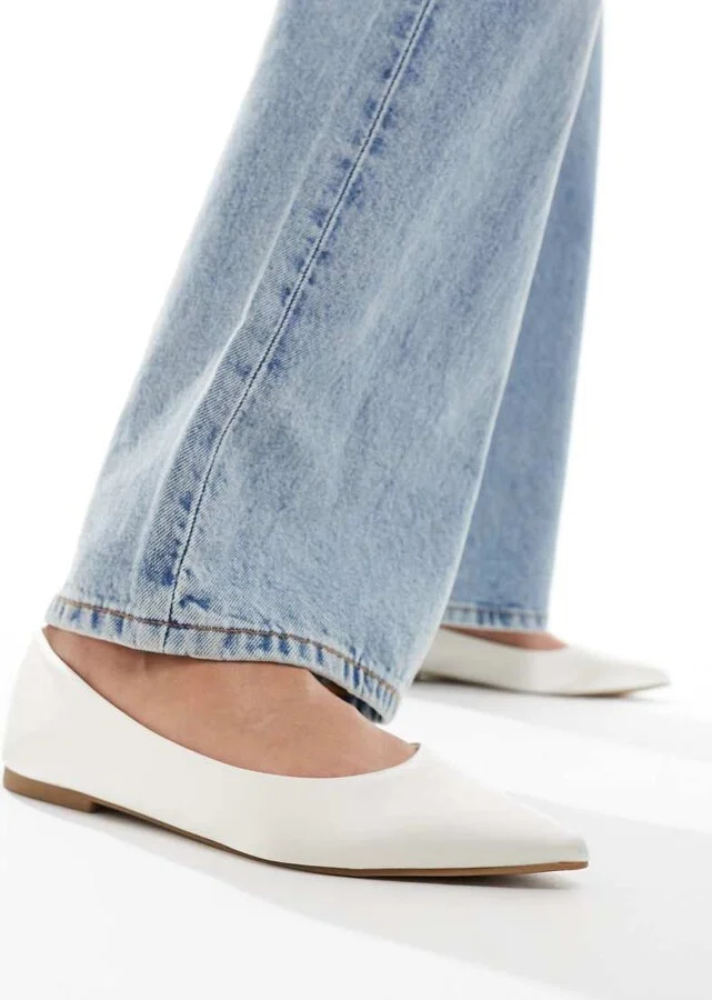 ASOS DESIGN Lucky pointed ballet flats in ivory satin