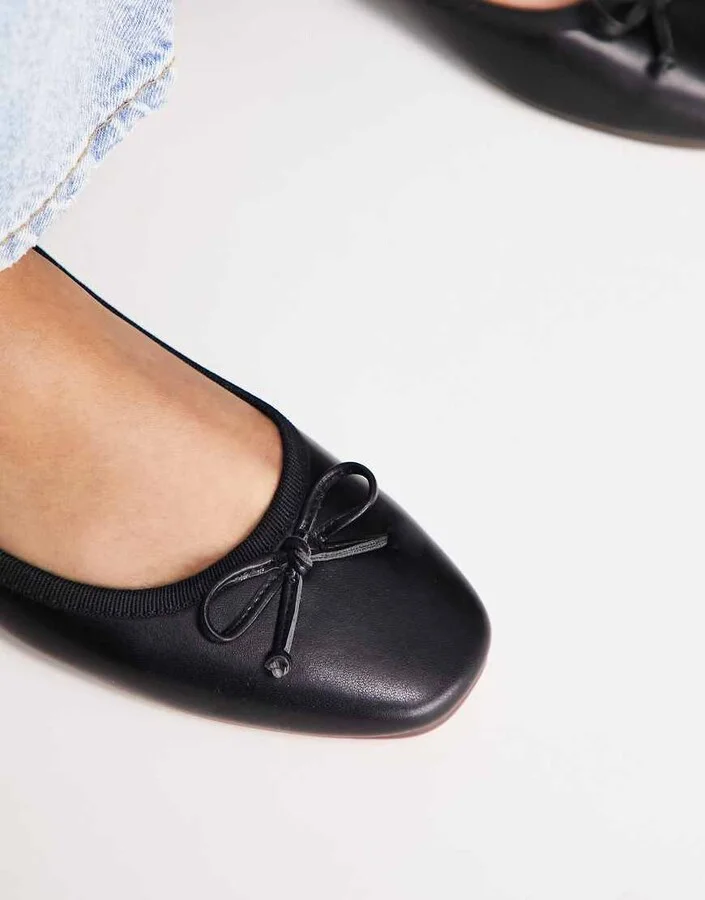ASOS DESIGN Lullaby bow ballet flat in black - Image 4