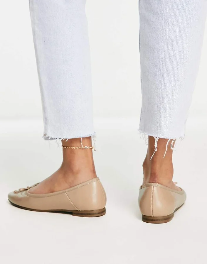 ASOS DESIGN Lullaby bow ballet flats in beige - Image 2