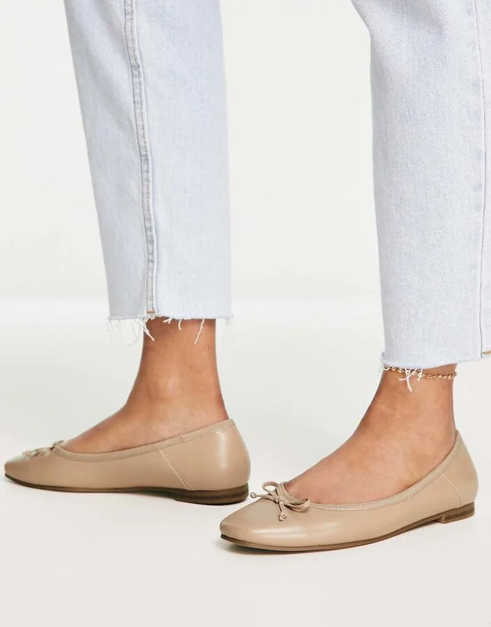 ASOS DESIGN Lullaby bow ballet flats in beige - Image 3