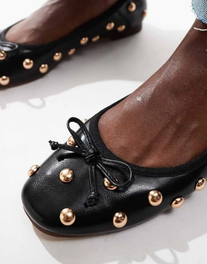 ASOS DESIGN Lullaby studded ballet flat in black - Image 4