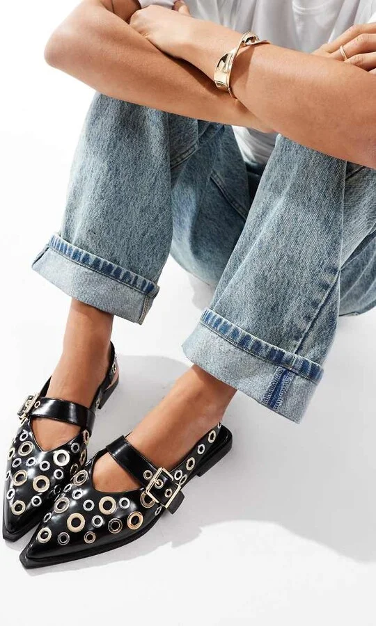 ASOS DESIGN Lynx Mary Jane ballet flats in black