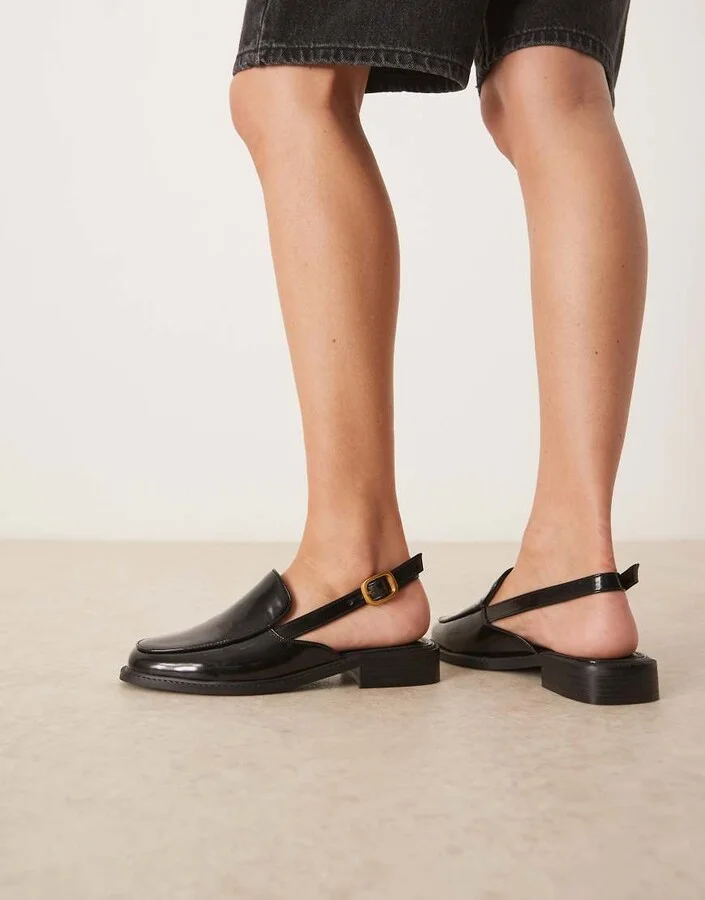 ASOS DESIGN Marcella slingback loafers in black - Image 4