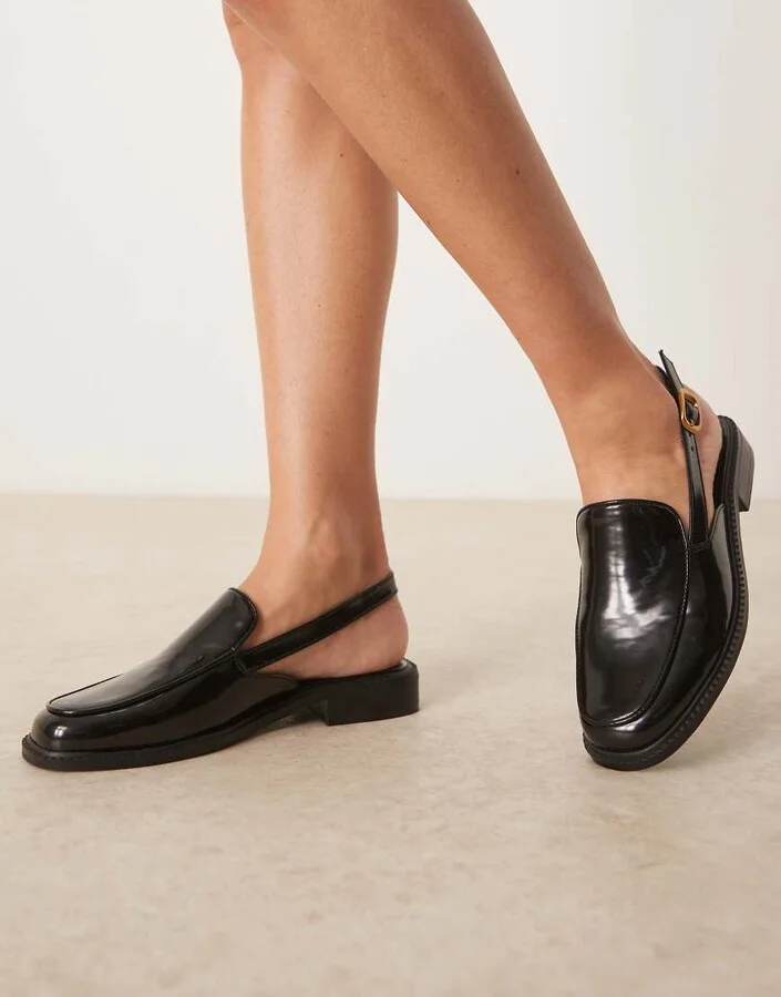 ASOS DESIGN Marcella slingback loafers in black