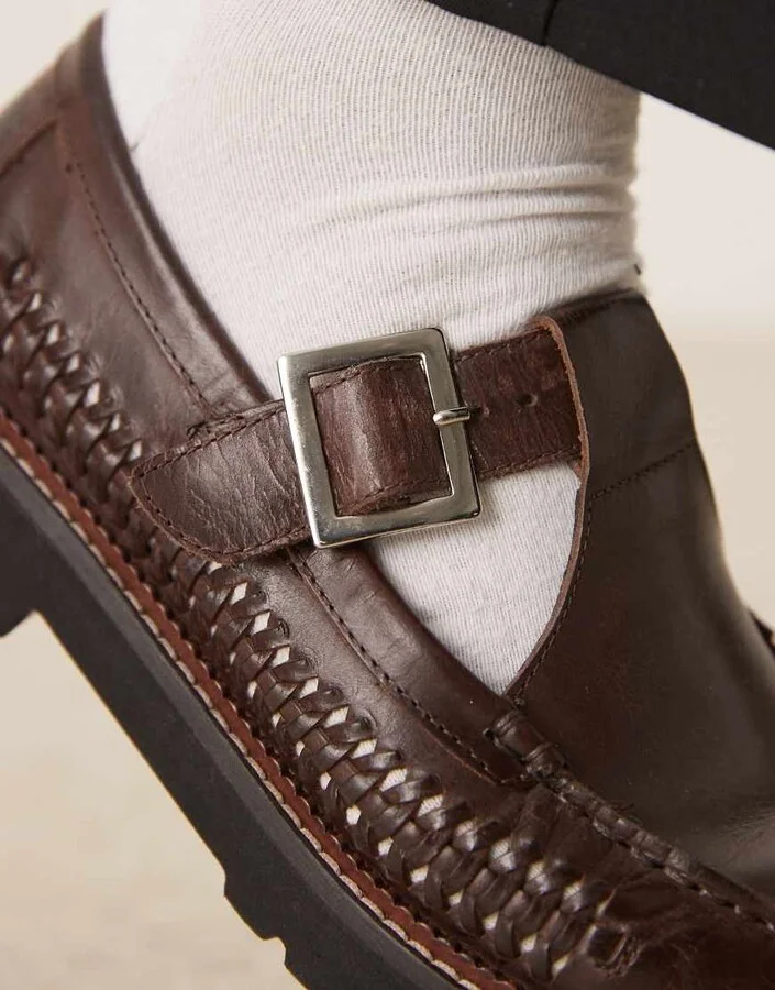 ASOS DESIGN mary jane shoes in brown leather - Image 3