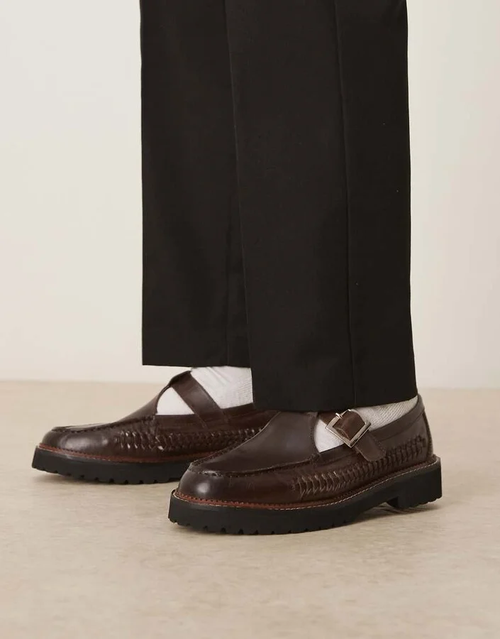ASOS DESIGN mary jane shoes in brown leather