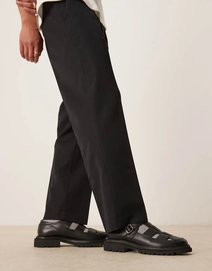 ASOS DESIGN mary janes in black leather with cleated sole - Image 2