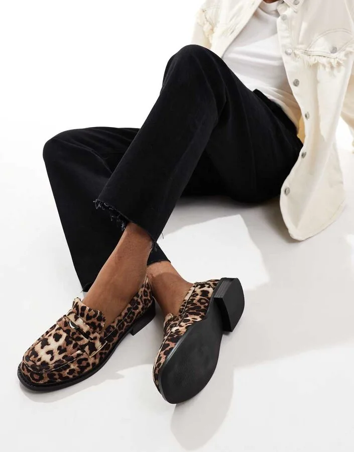 ASOS DESIGN Match penny loafer in leopard suedette - Image 2
