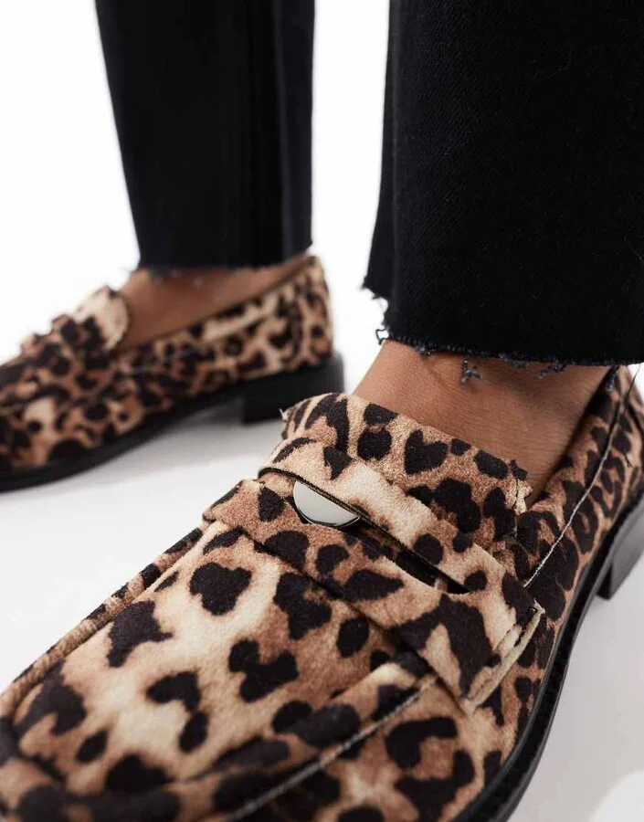 ASOS DESIGN Match penny loafer in leopard suedette - Image 3