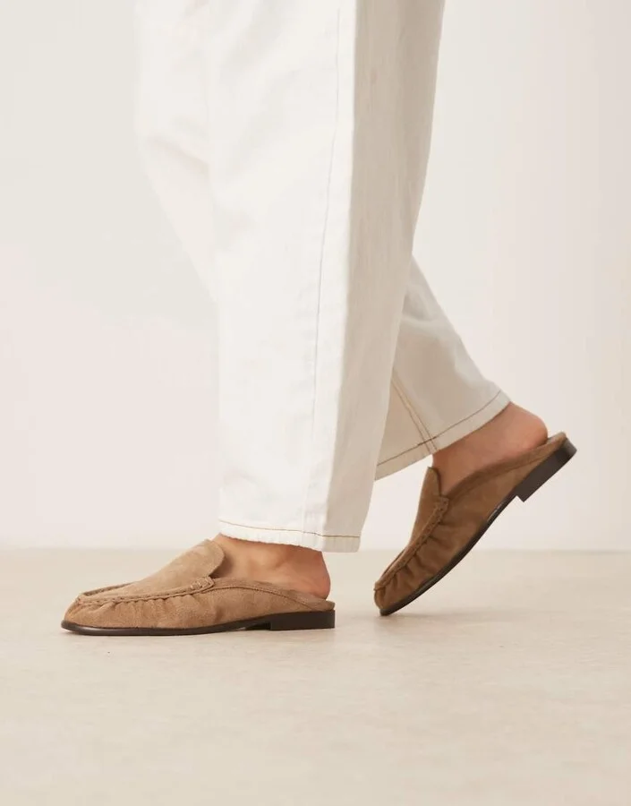 ASOS DESIGN Mellow premium loafer mules in taupe suede - Image 2