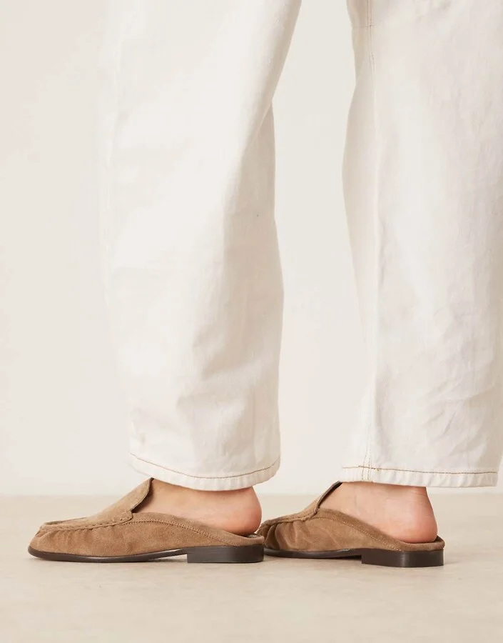 ASOS DESIGN Mellow premium loafer mules in taupe suede - Image 3