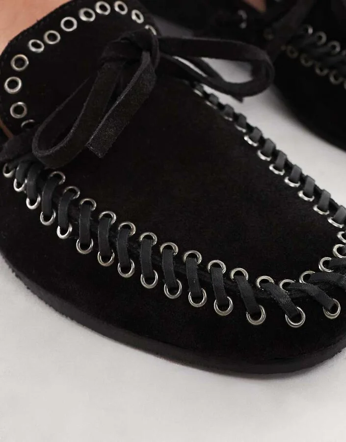 ASOS DESIGN Merit leather boat shoe in black - Image 2