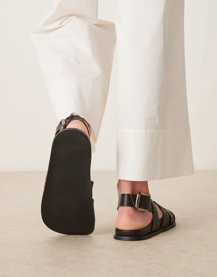 ASOS DESIGN Midas fisherman flat shoes in black leather - Image 2