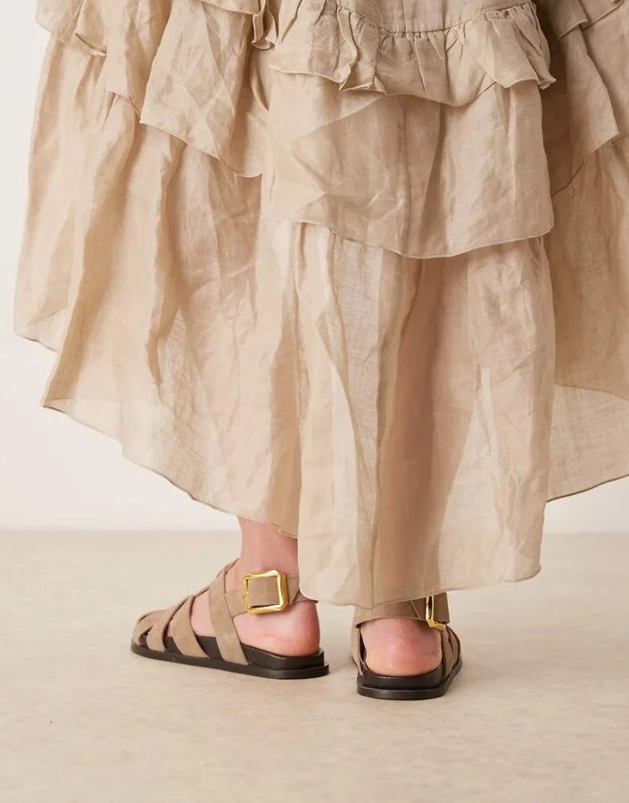 ASOS DESIGN Midas fisherman flat shoes in taupe suede - Image 2