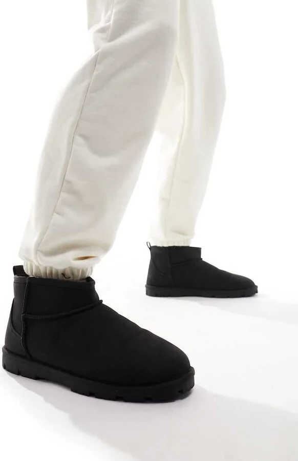 ASOS DESIGN mini slipper boots in black faux suede - Image 3