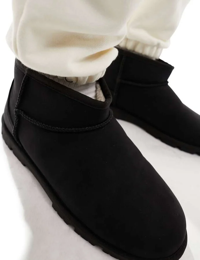 ASOS DESIGN mini slipper boots in black faux suede - Image 4