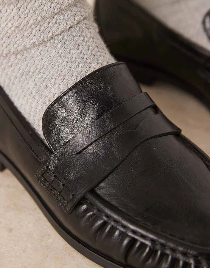 ASOS DESIGN Minnie ruched detail loafers in black - Image 4