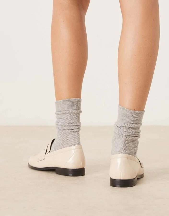 ASOS DESIGN Minnie ruched detail loafers in off white - Image 2