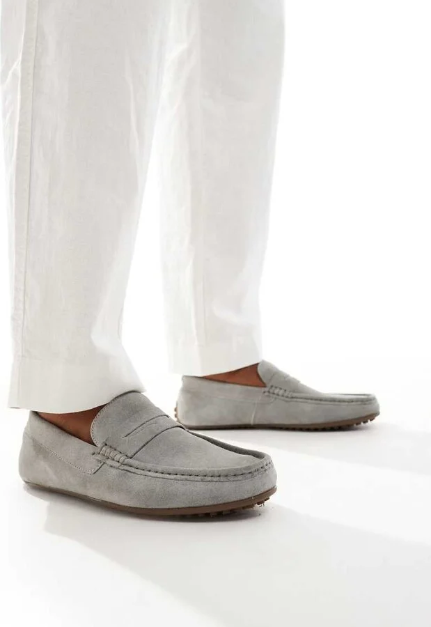 ASOS DESIGN moccasins in blue suede