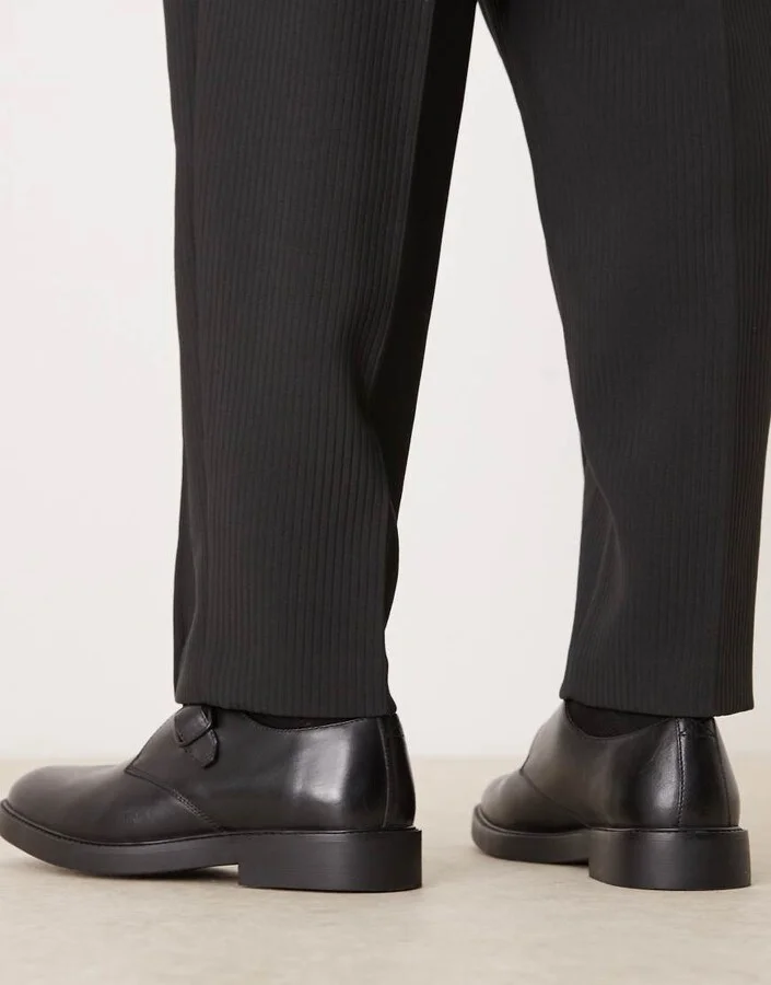 ASOS DESIGN monk shoes in black leather - Image 3