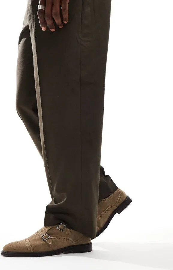 ASOS DESIGN monk shoes in stone suede - Image 3