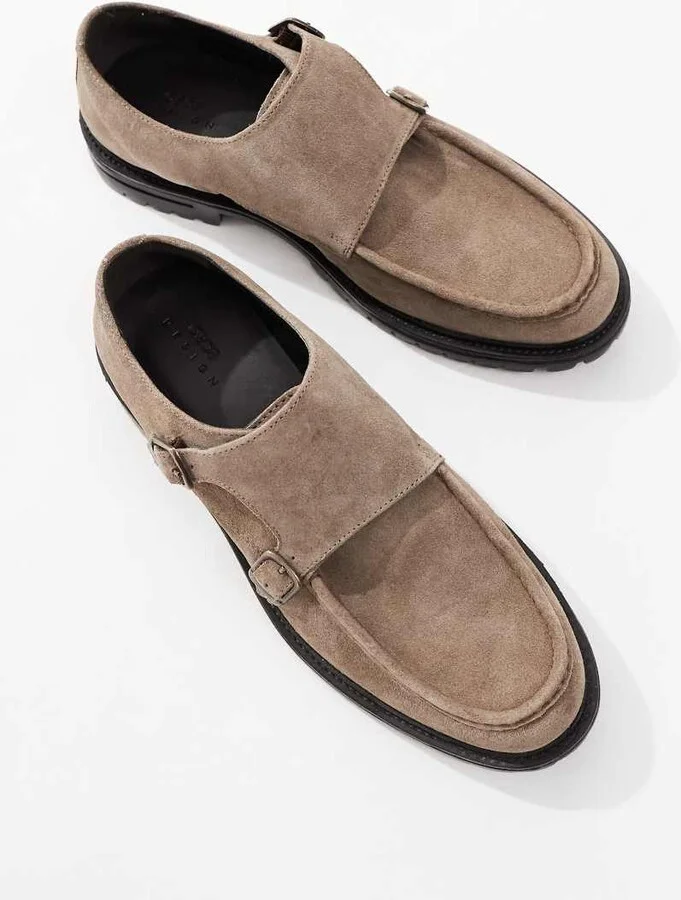 ASOS DESIGN monk shoes in stone with cleated sole - Image 3