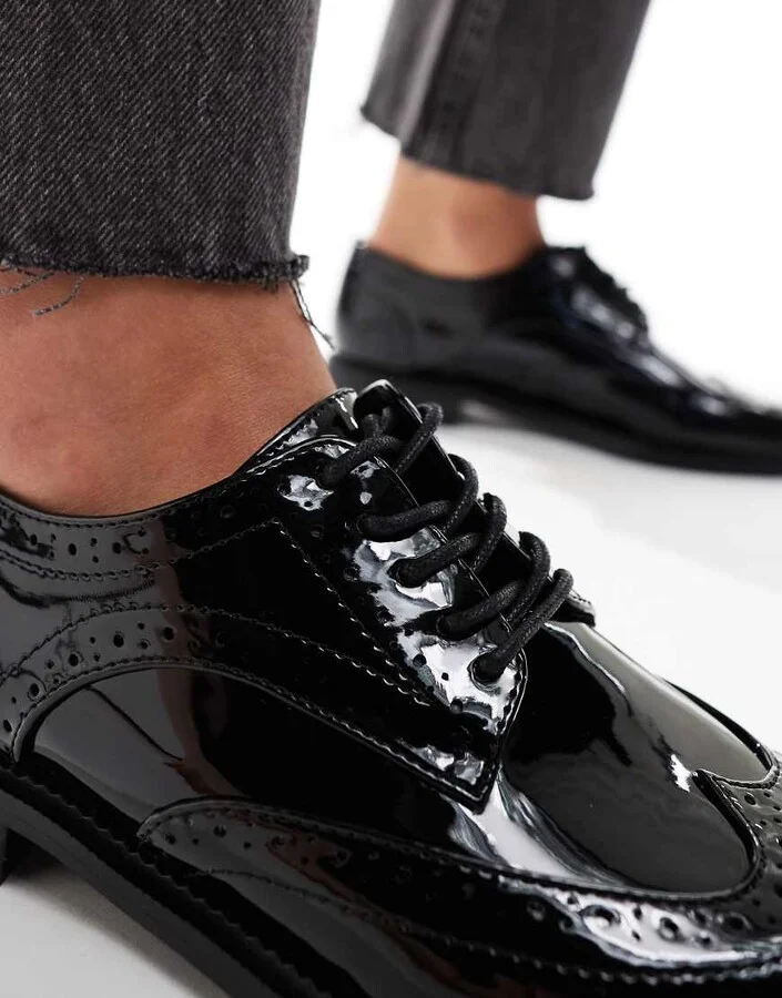 ASOS DESIGN More flat lace up shoes in black - Image 2