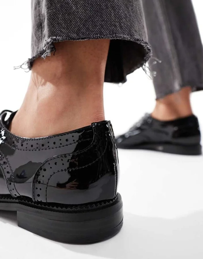 ASOS DESIGN More flat lace up shoes in black - Image 4
