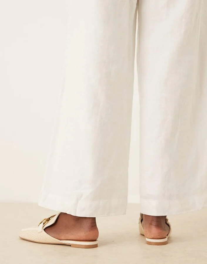 ASOS DESIGN Mosaic flat loafer mules in natural fabrication - Image 4