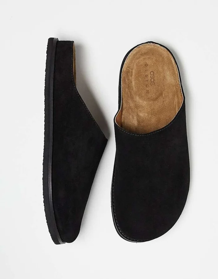 ASOS DESIGN mule clog sandals in black suede