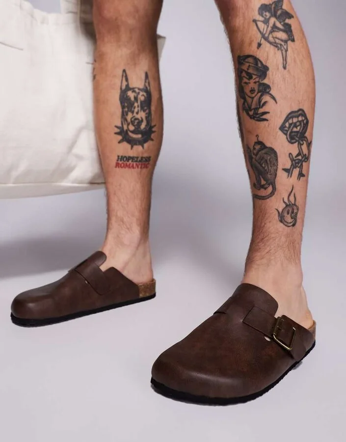 ASOS DESIGN mule clog sandals in brown with cork soles - Image 4