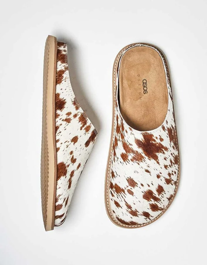 ASOS DESIGN mule clog sandals in faux giraffe hair - Image 2