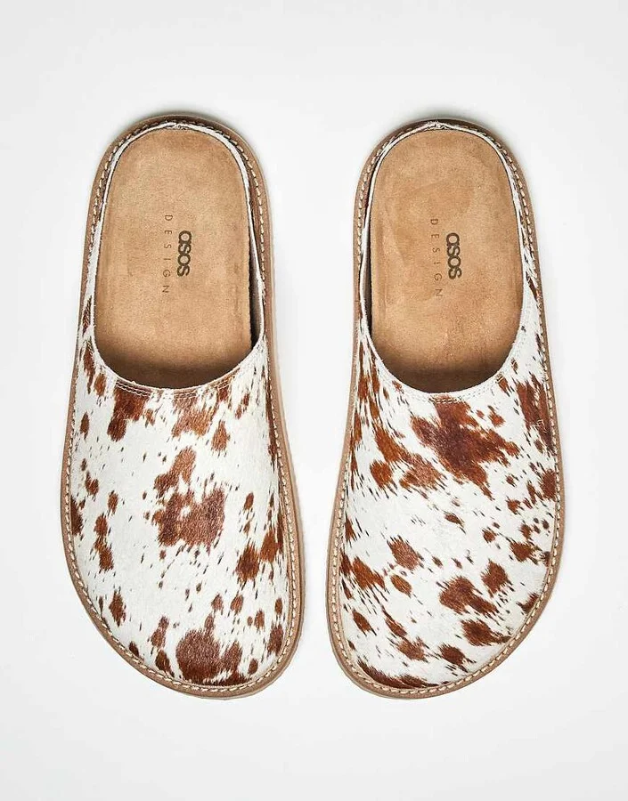 ASOS DESIGN mule clog sandals in faux giraffe hair - Image 4